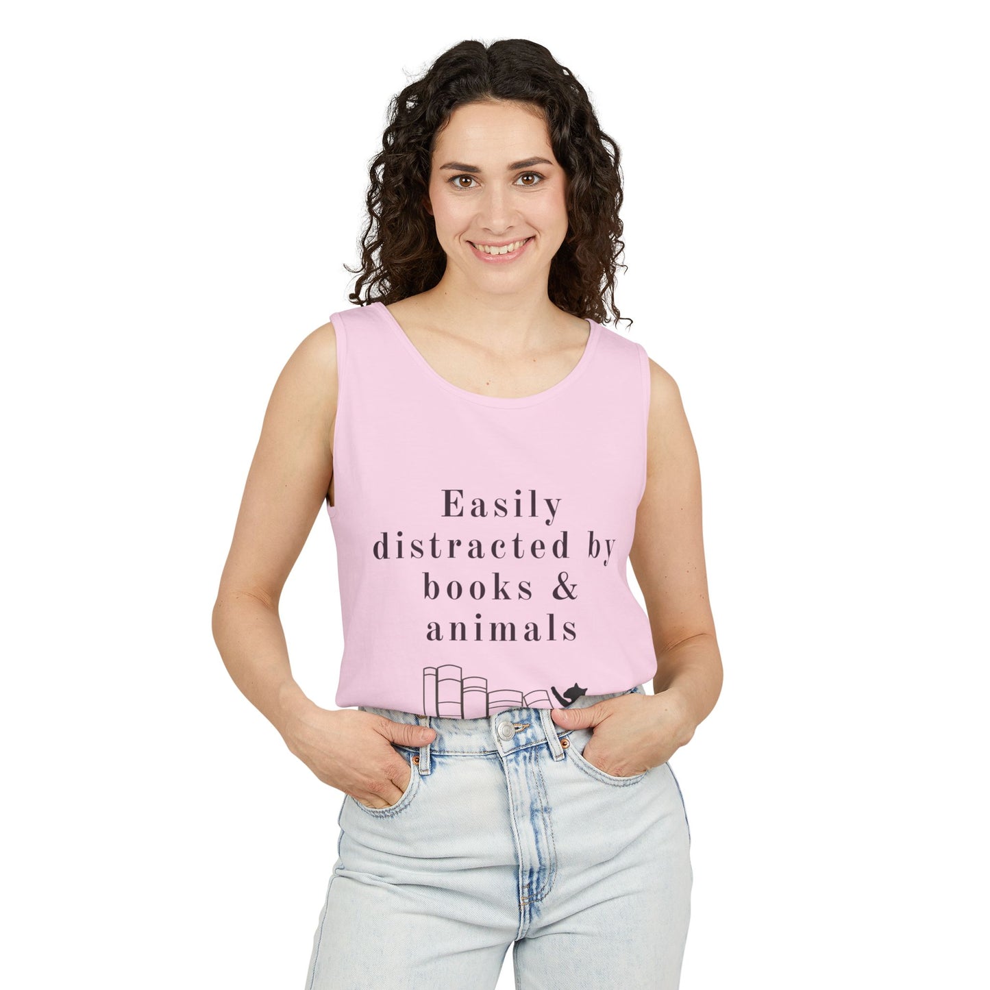 Easily Distracted by Books & Cats Tank Top