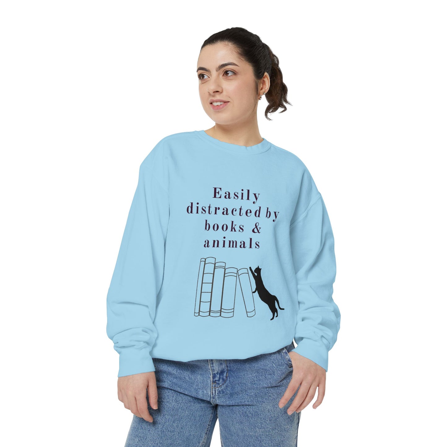 Easily Distracted by Books & Cats Sweatshirt