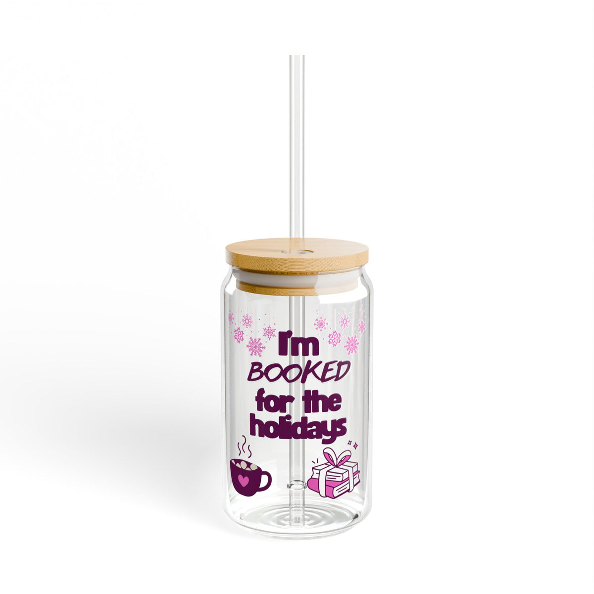 Booked For The Holidays Sipper Glass, 16oz