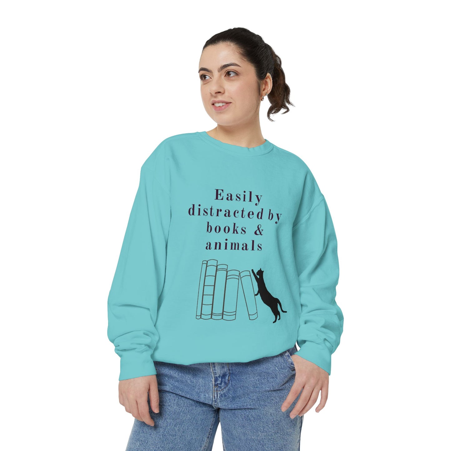 Easily Distracted by Books & Cats Sweatshirt