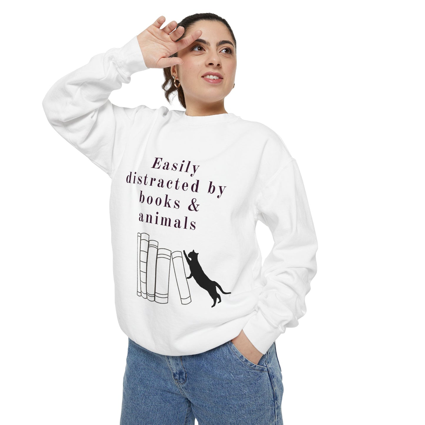 Easily Distracted by Books & Cats Sweatshirt