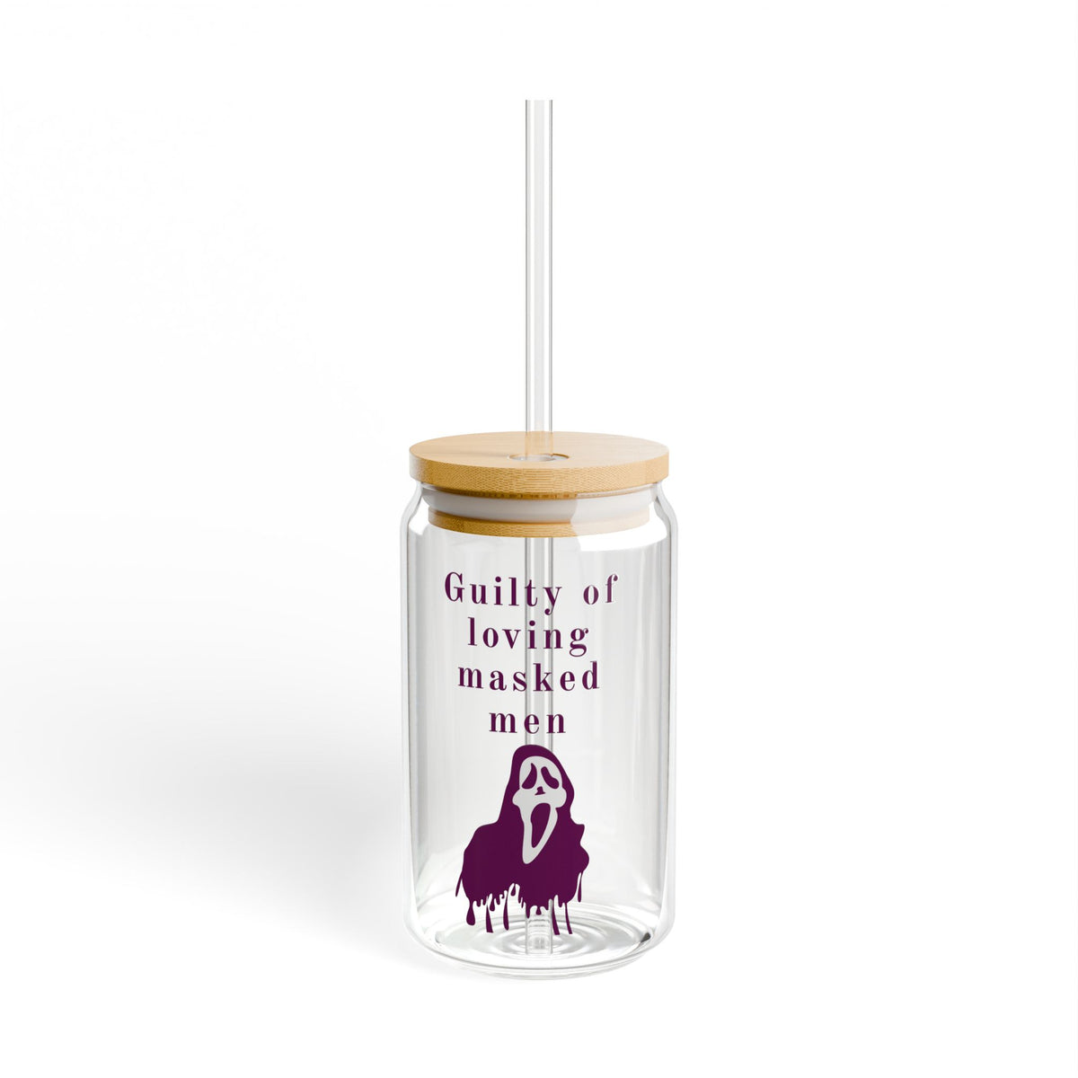 Guilty of Loving Masked Men Sipper Glass, 16oz