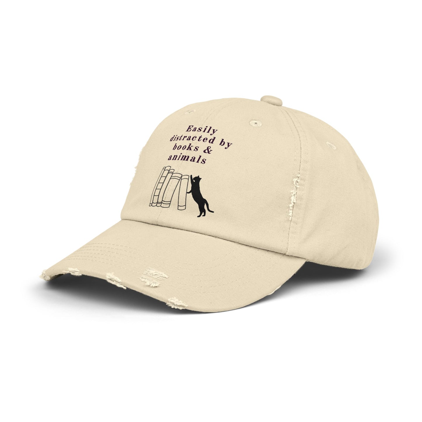 Easily Distracted by Books & Cats Distressed Cap