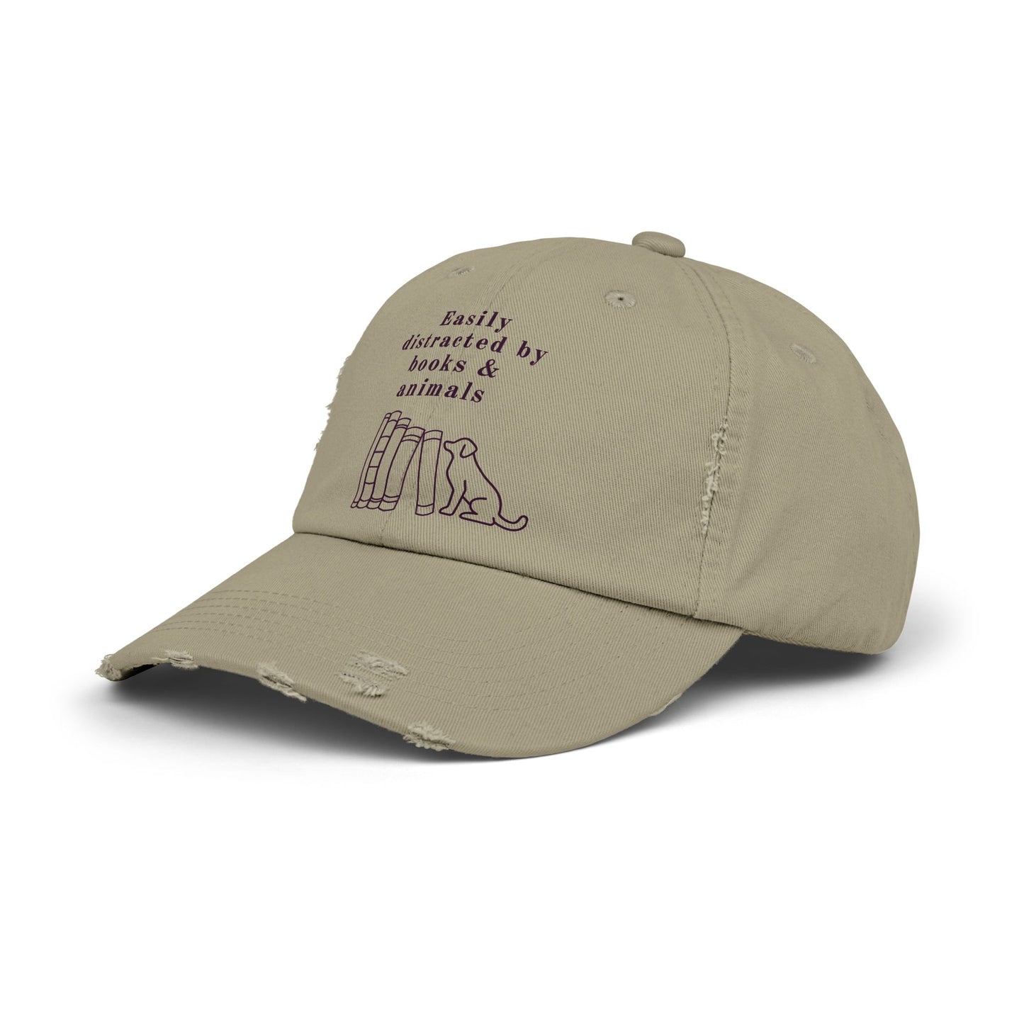 Easily Distracted by Books & Dogs Distressed Cap