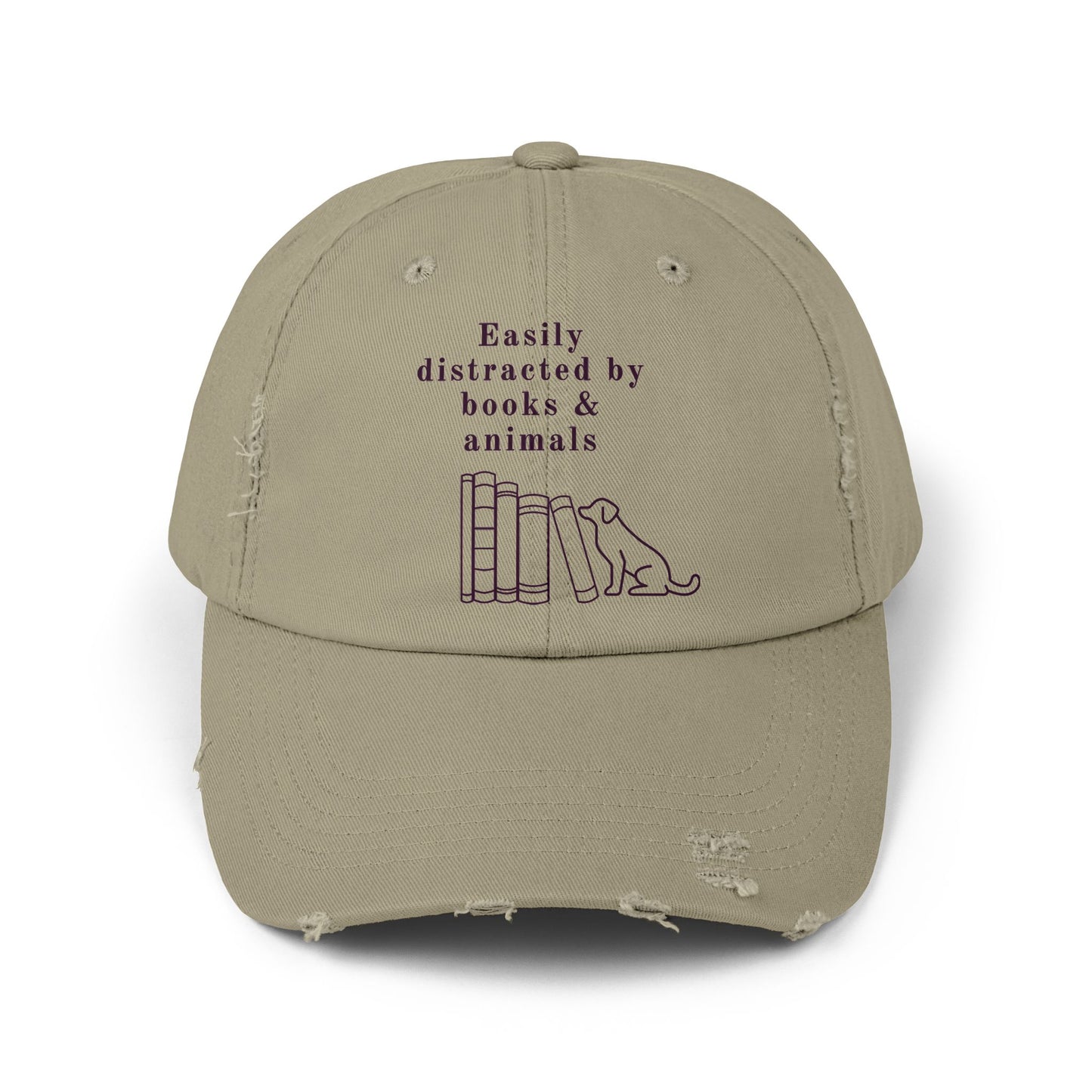 Easily Distracted by Books & Dogs Distressed Cap