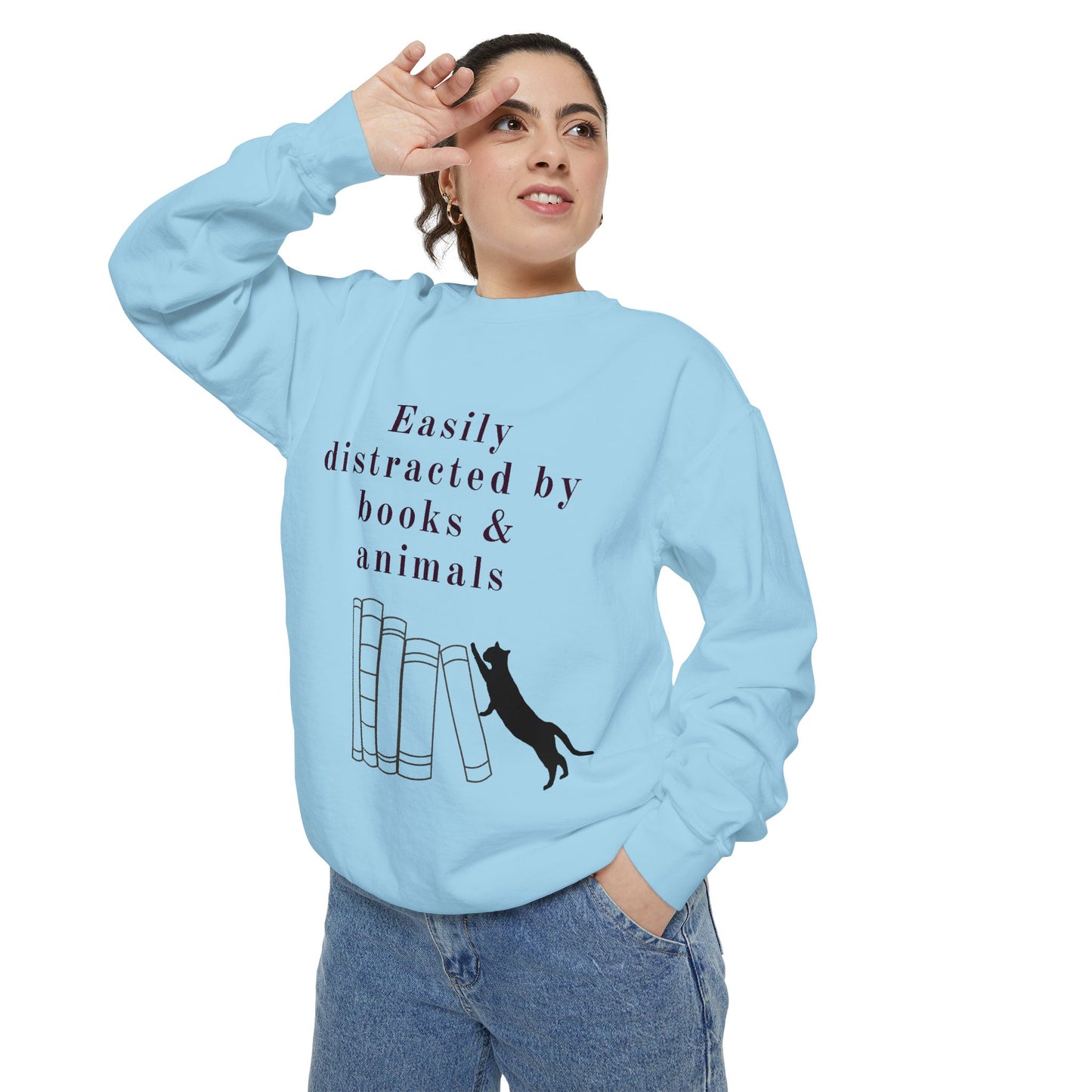 Easily Distracted by Books & Cats Sweatshirt