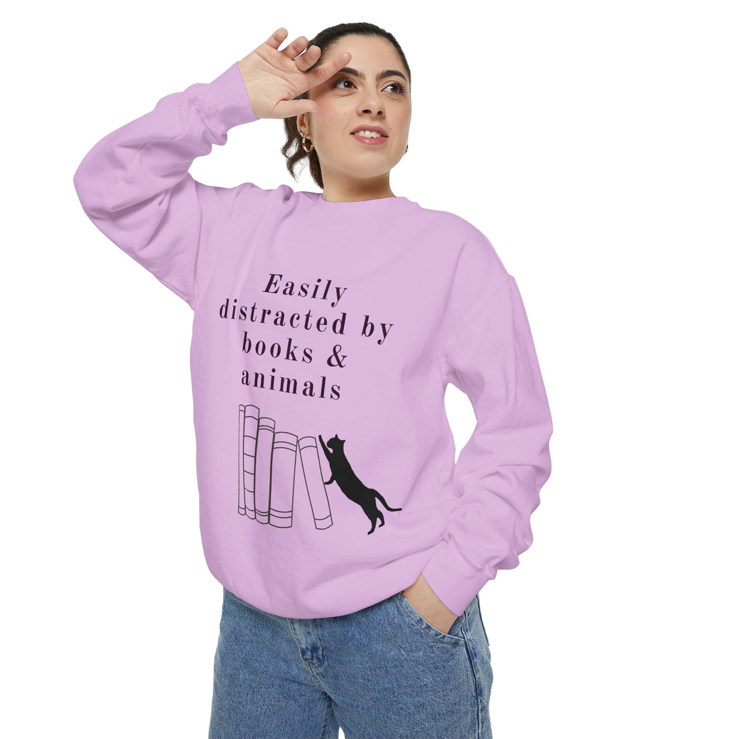 Easily Distracted by Books & Cats Sweatshirt