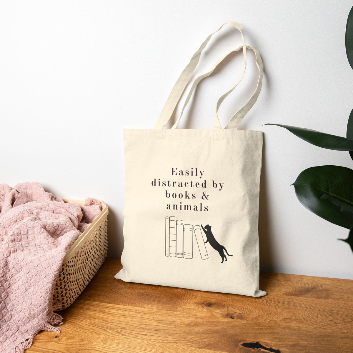Easily Distracted by Books & Cats Tote Bag