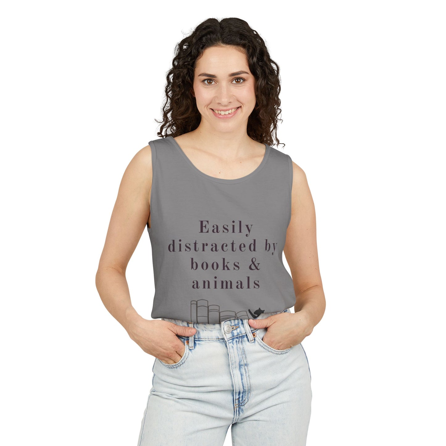 Easily Distracted by Books & Cats Tank Top