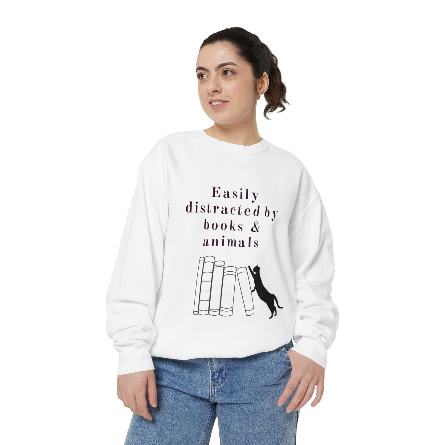 Easily Distracted by Books & Cats Sweatshirt