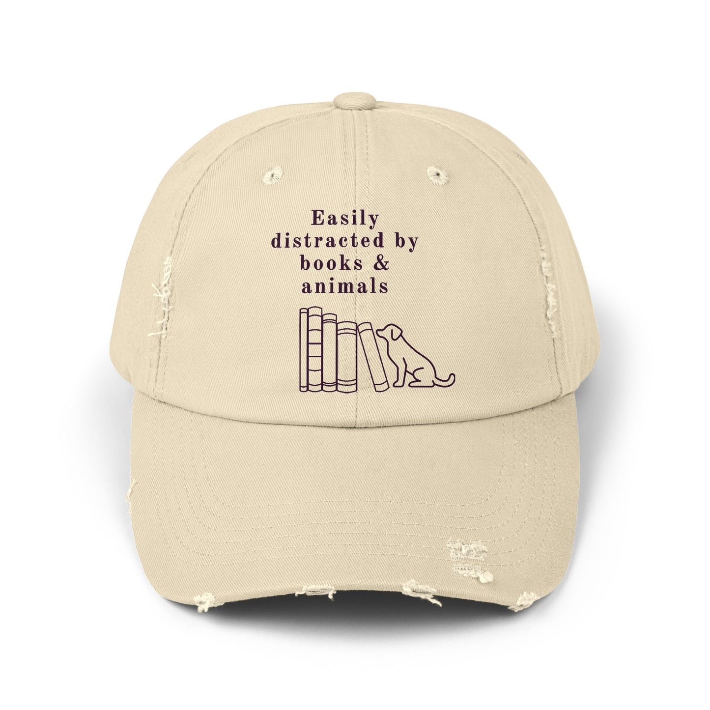 Easily Distracted by Books & Dogs Distressed Cap