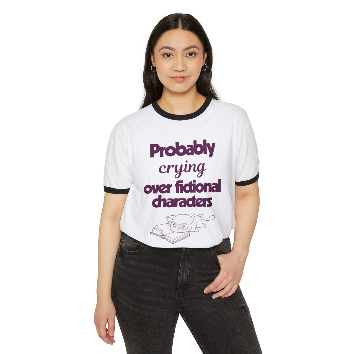 Probably Crying Unisex Cotton Ringer T-Shirt