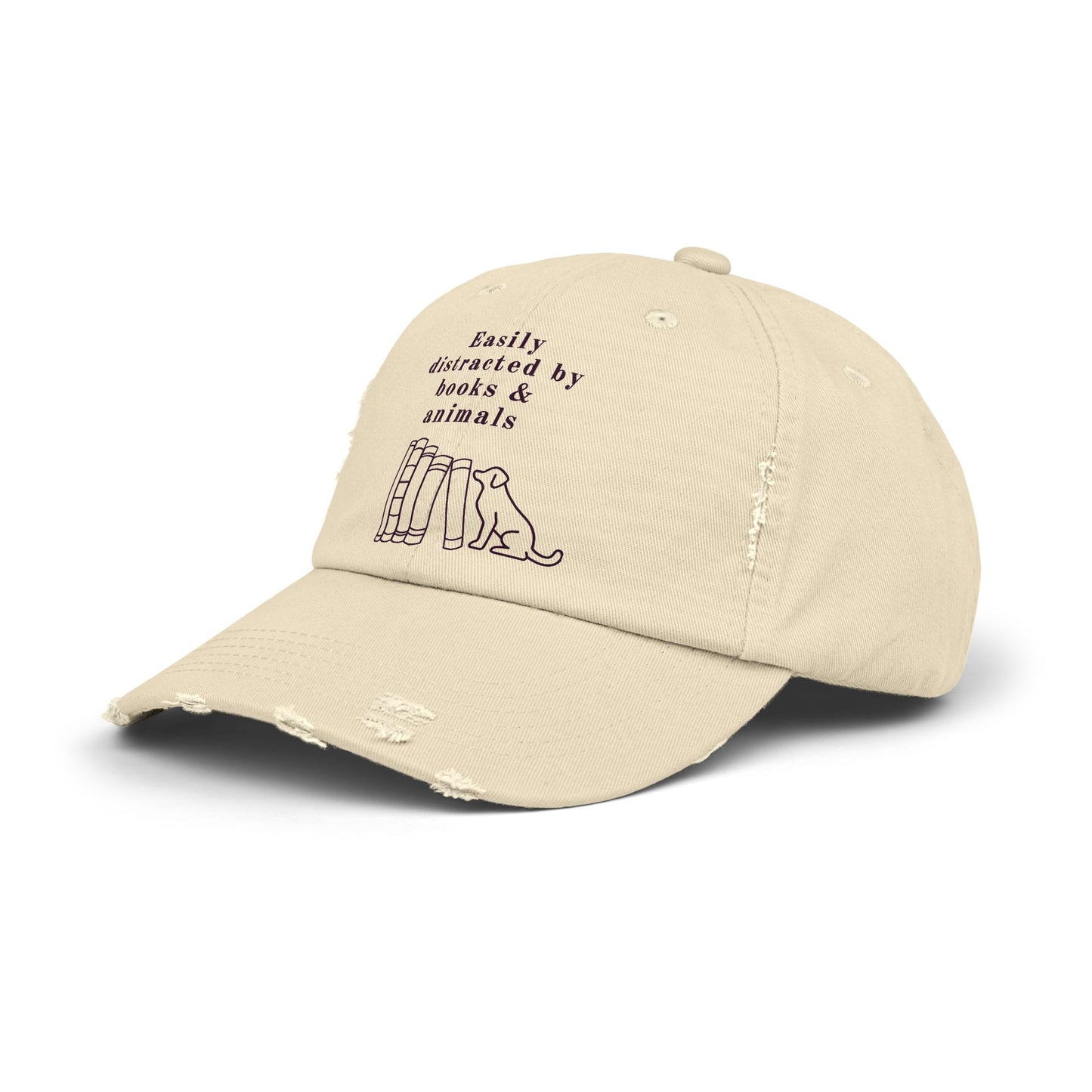 Easily Distracted by Books & Dogs Distressed Cap