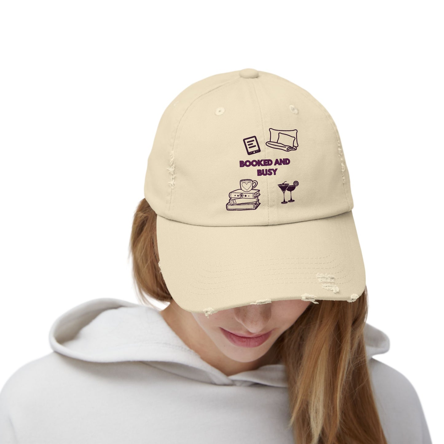 Booked and Busy Distressed Cap