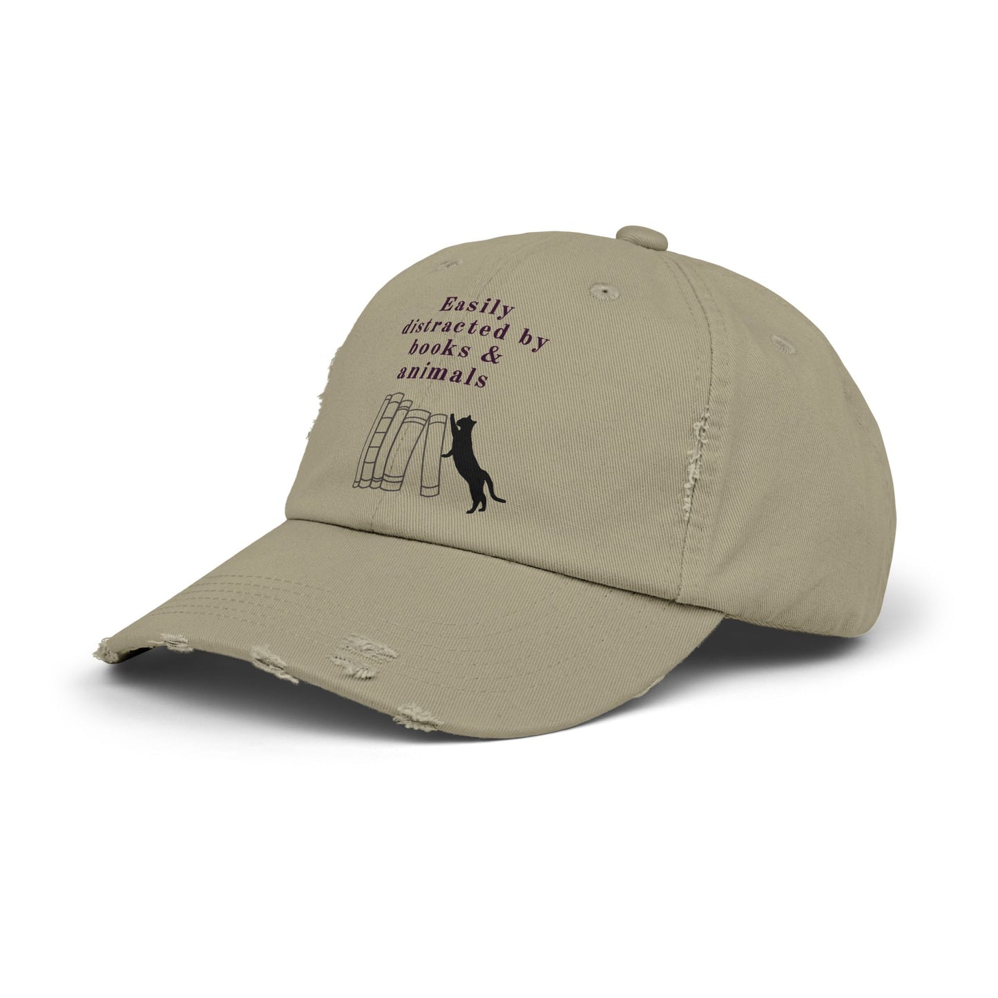 Easily Distracted by Books & Cats Distressed Cap