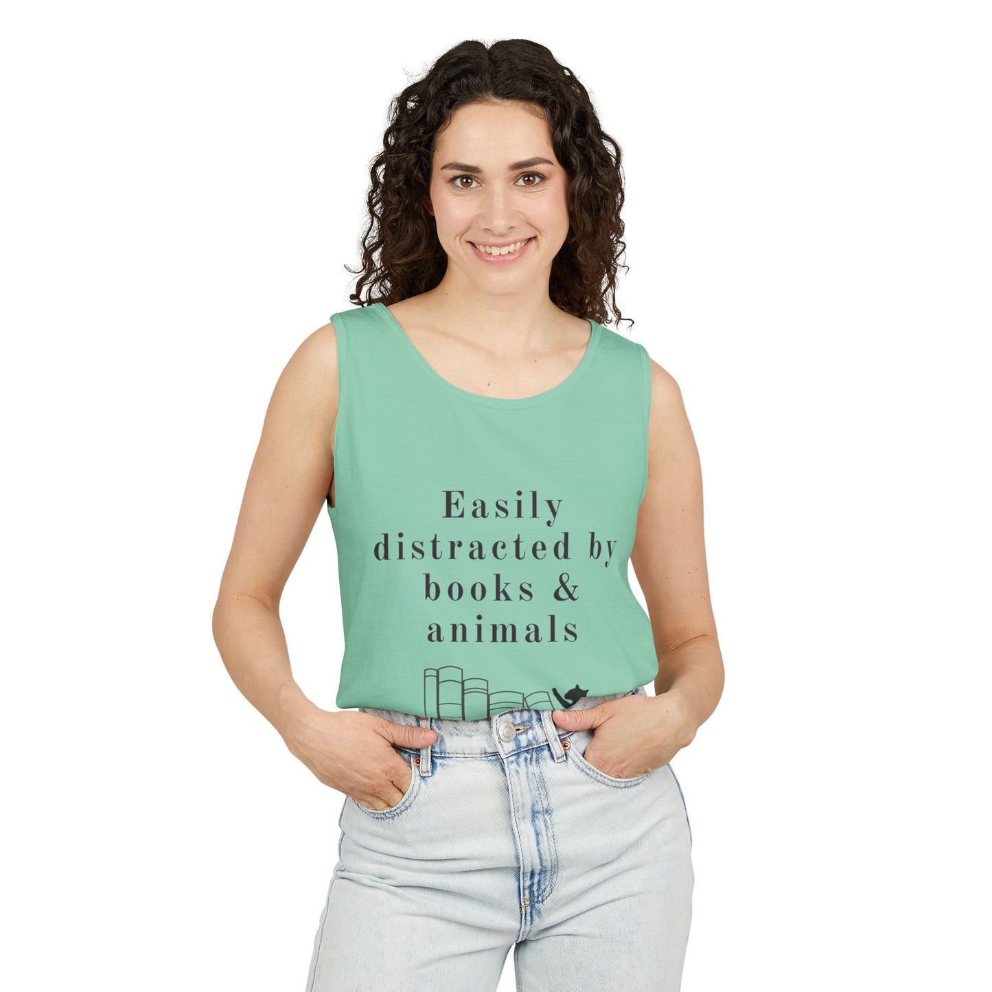 Easily Distracted by Books & Cats Tank Top