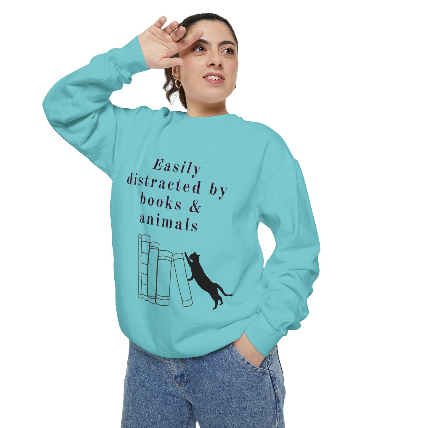 Easily Distracted by Books & Cats Sweatshirt