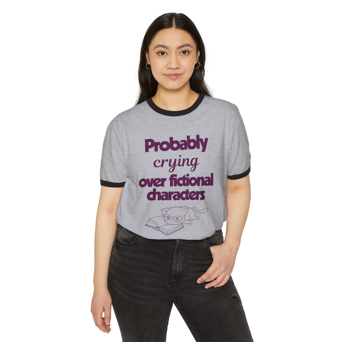 Probably Crying Unisex Cotton Ringer T-Shirt