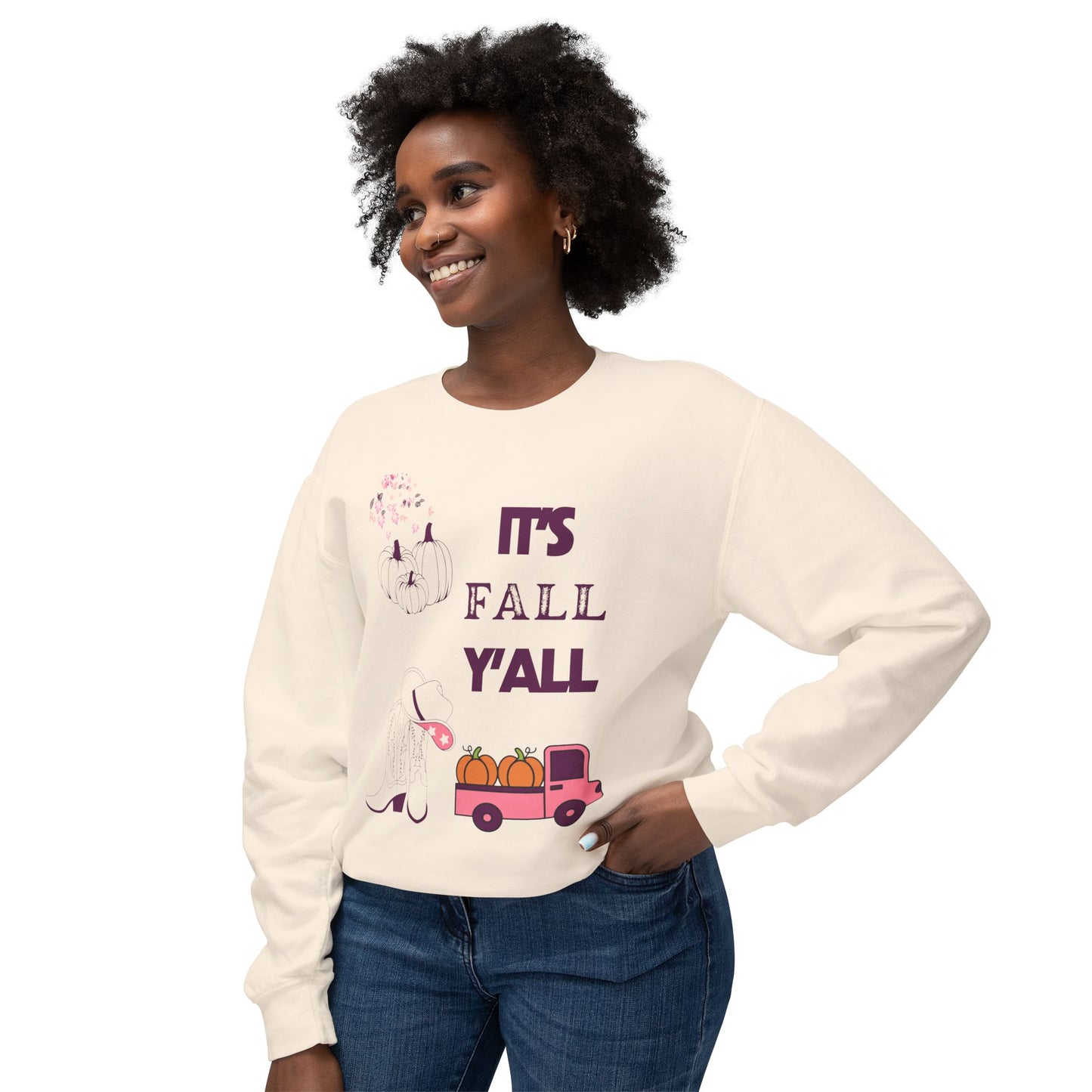 It's Fall Y'all Unisex Lightweight Crewneck Sweatshirt