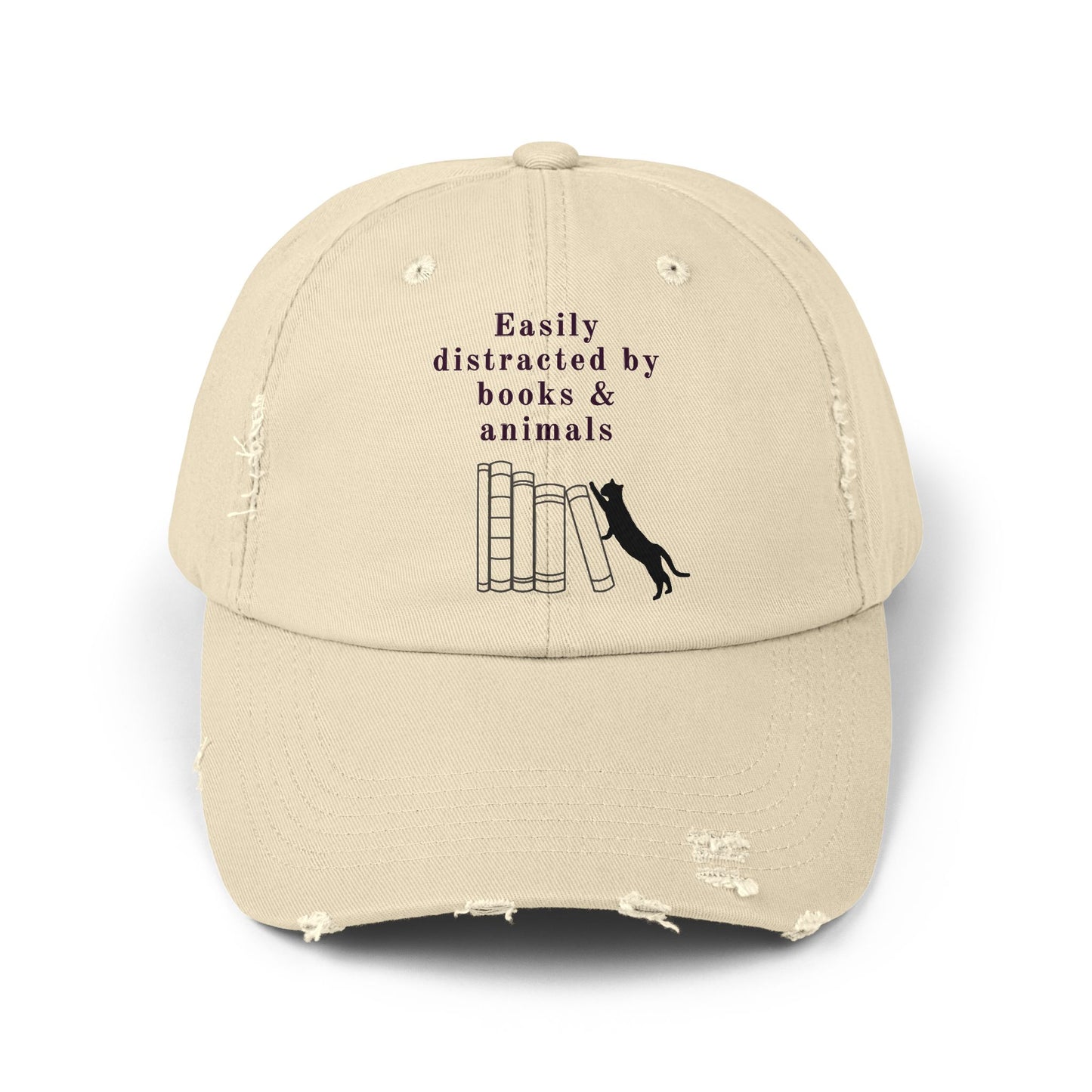 Easily Distracted by Books & Cats Distressed Cap