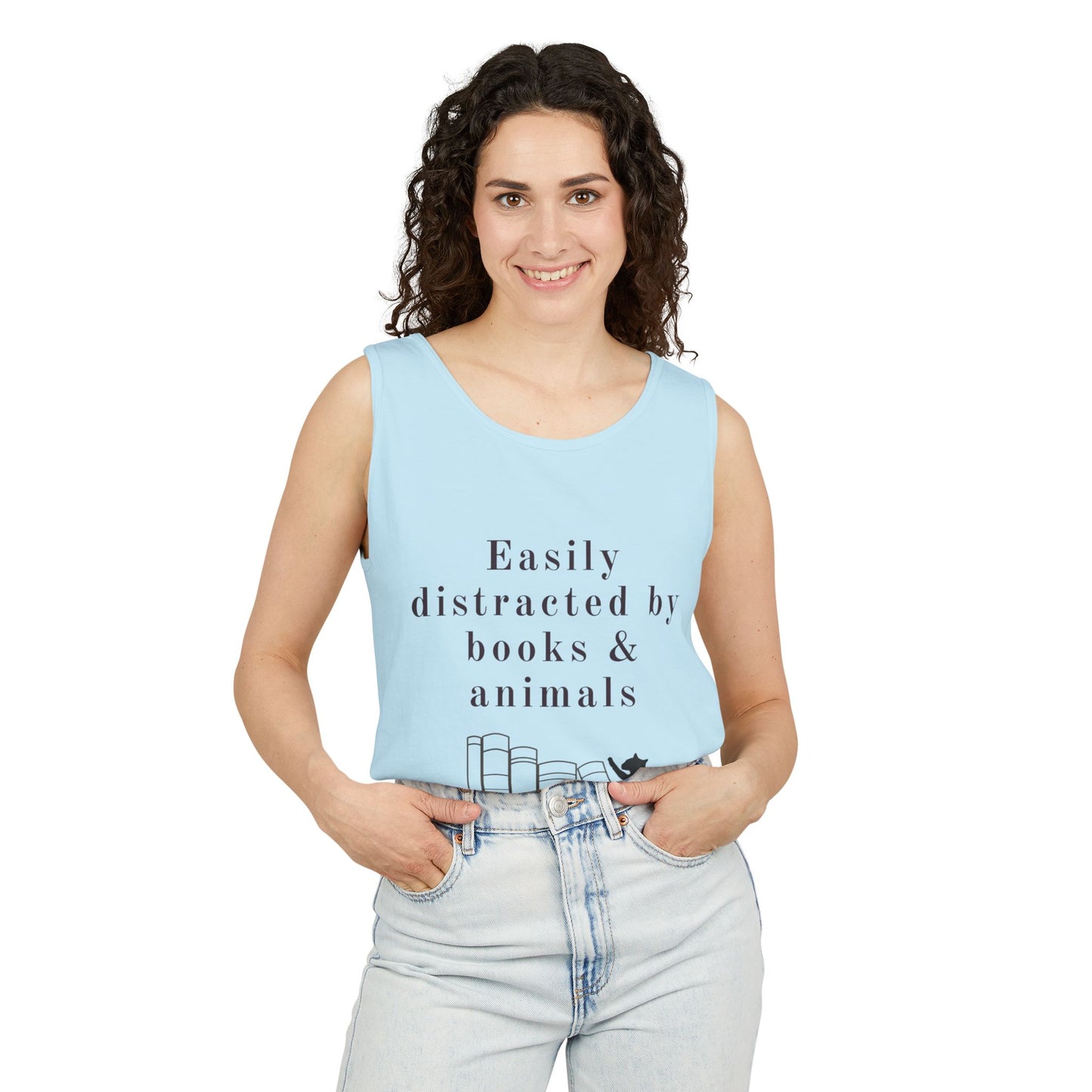 Easily Distracted by Books & Cats Tank Top