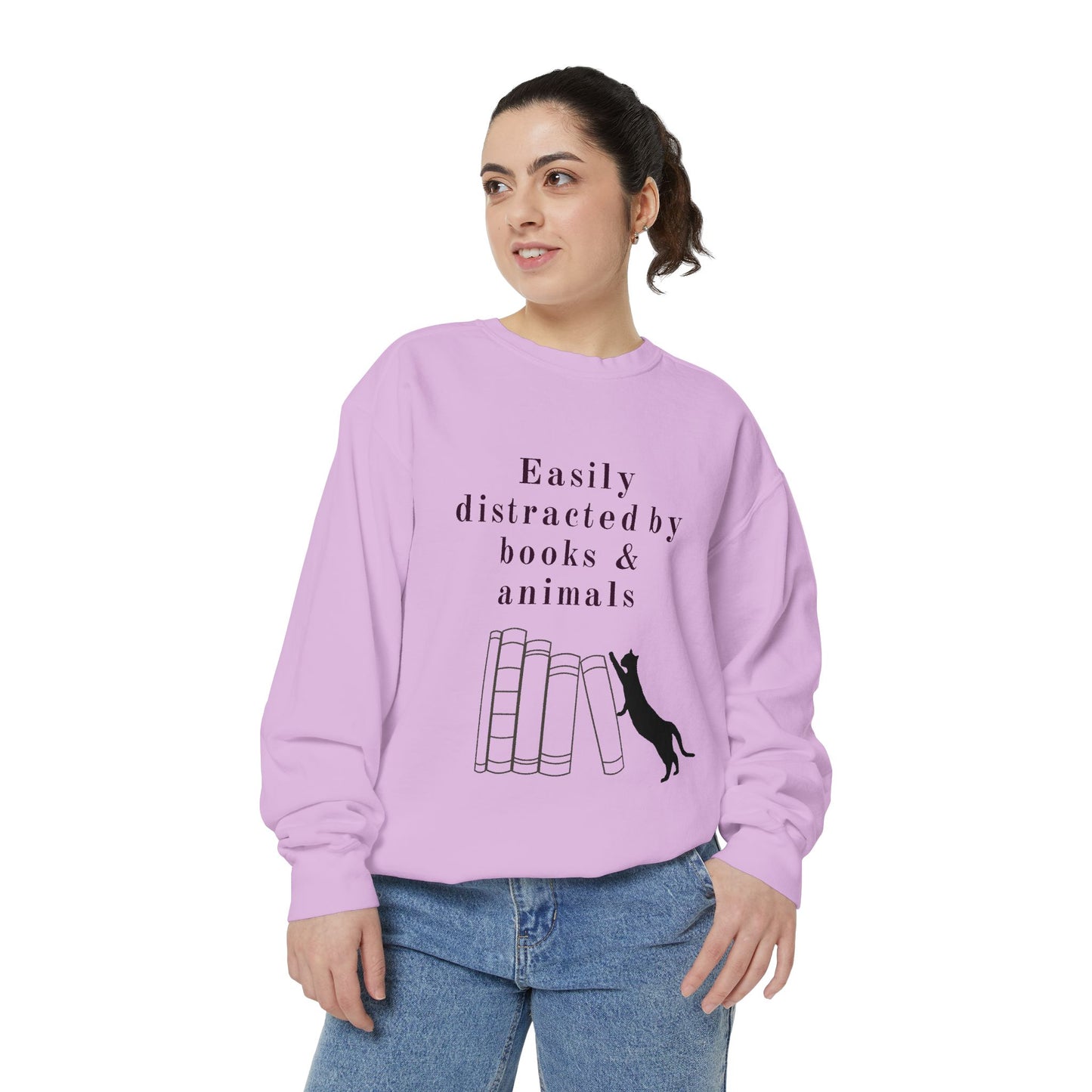 Easily Distracted by Books & Cats Sweatshirt
