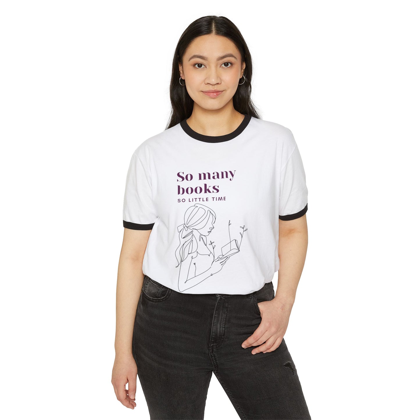 So Many Books, So Little Time Unisex Cotton Ringer T-Shirt