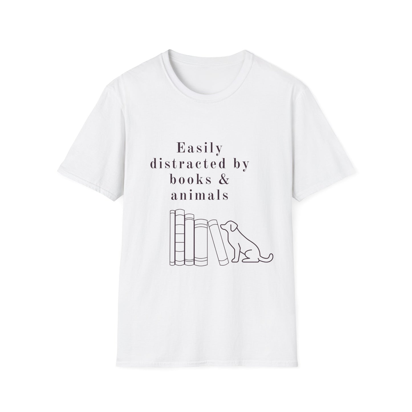 Easily Distracted by Books & Dogs T-Shirt