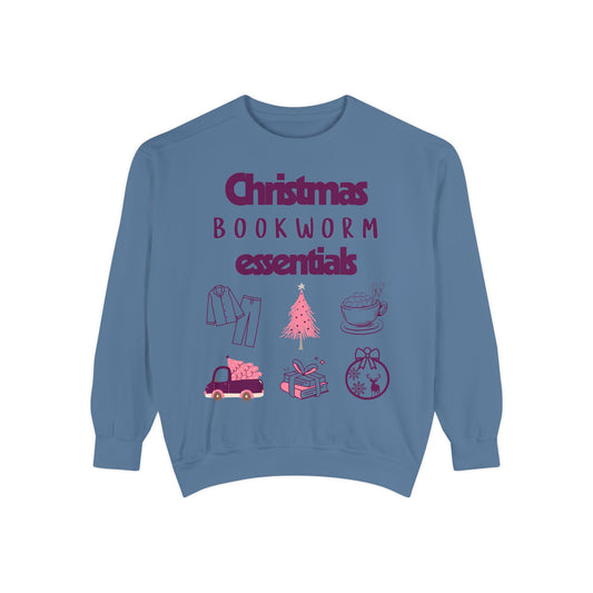 Christmas Bookworm Essentials Unisex Garment-Dyed Sweatshirt