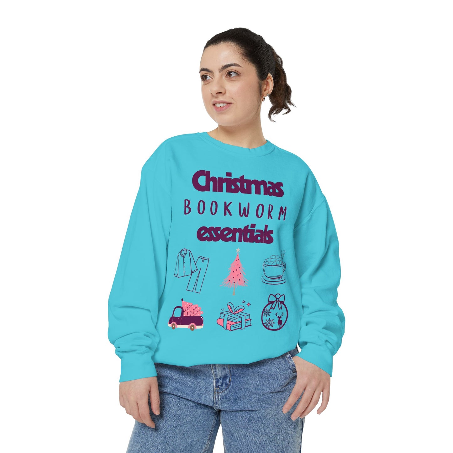 Christmas Bookworm Essentials Unisex Garment-Dyed Sweatshirt