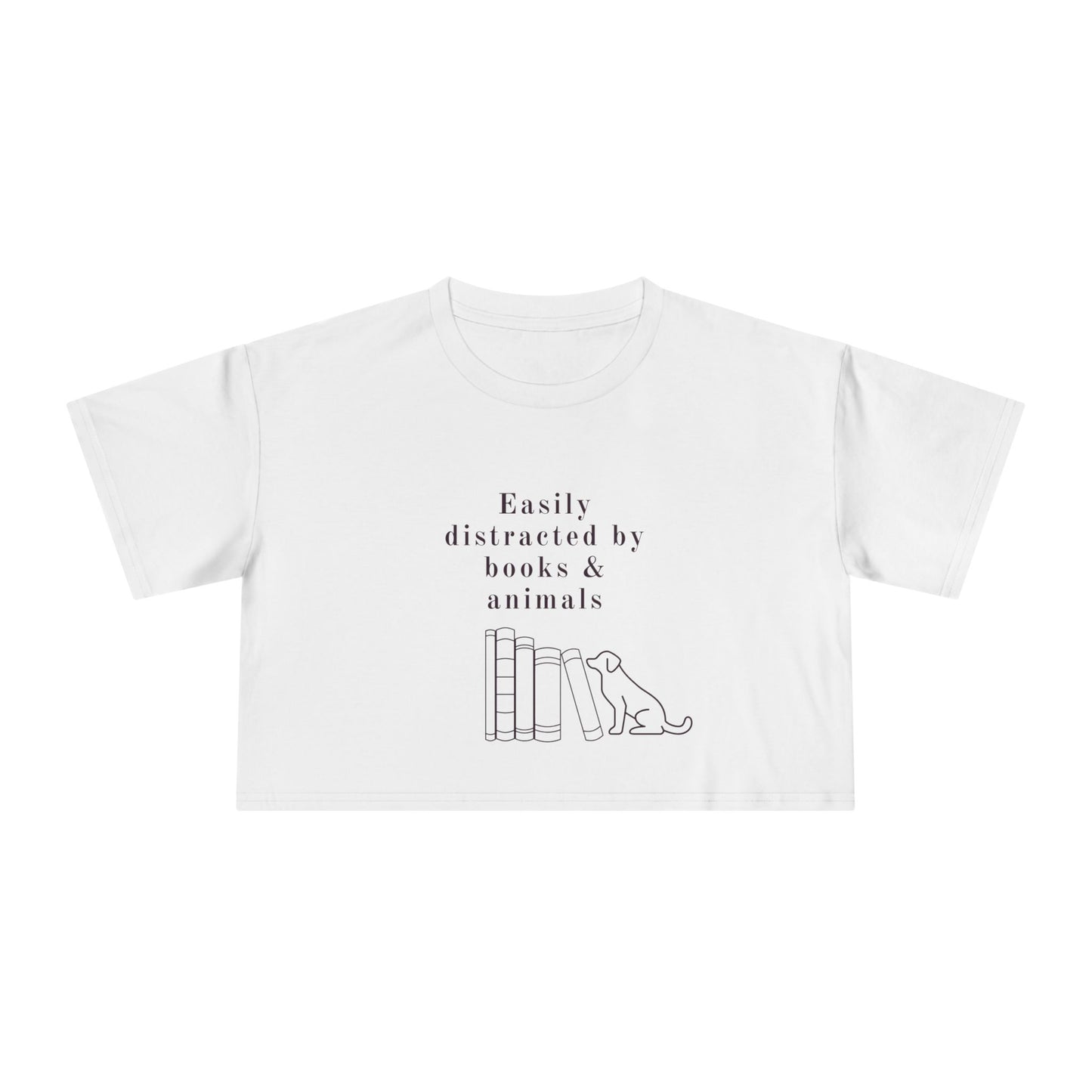 Easily Distracted by Books & Dogs Women's Crop Tee