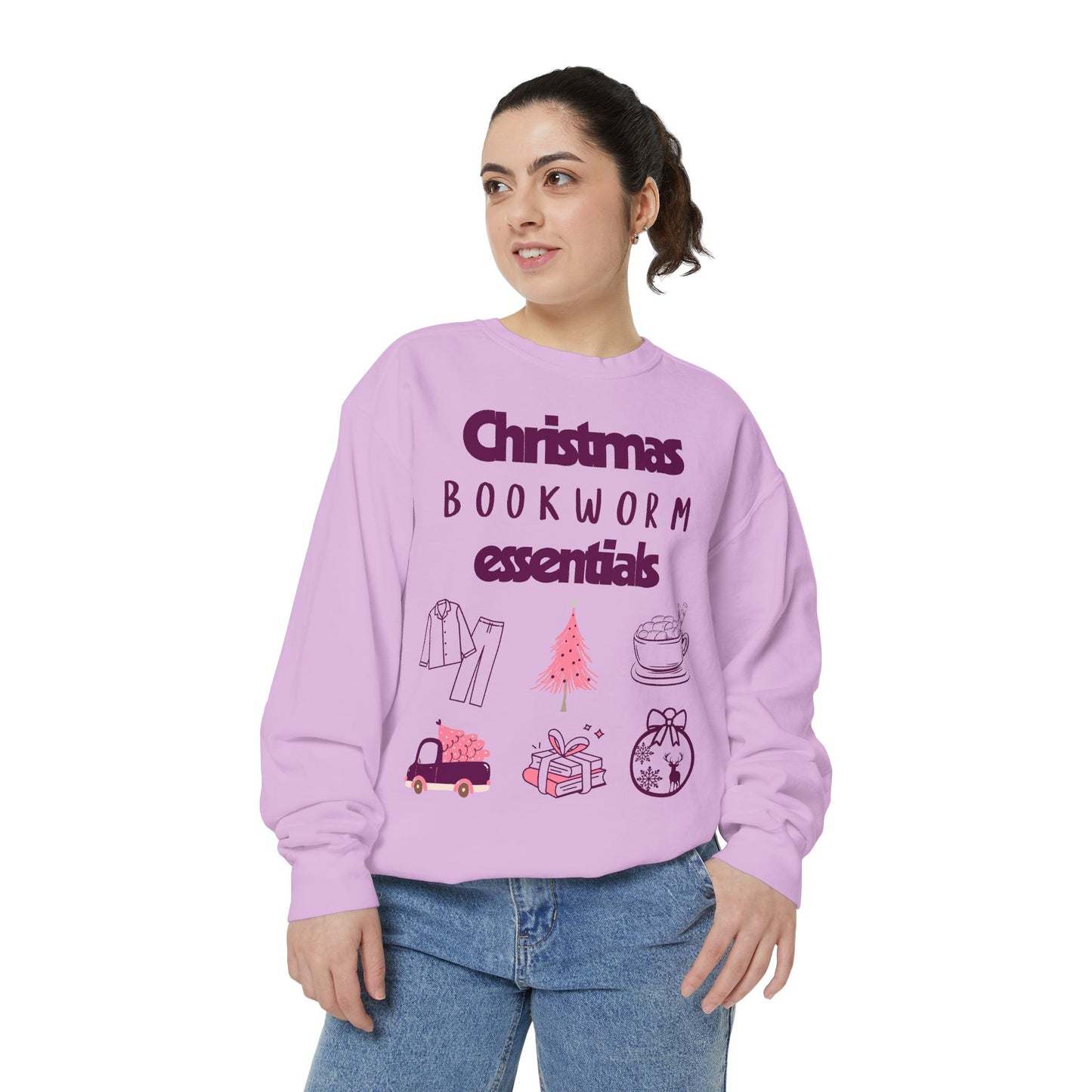 Christmas Bookworm Essentials Unisex Garment-Dyed Sweatshirt