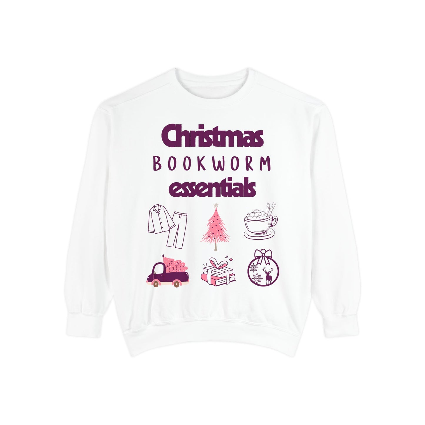 Christmas Bookworm Essentials Unisex Garment-Dyed Sweatshirt