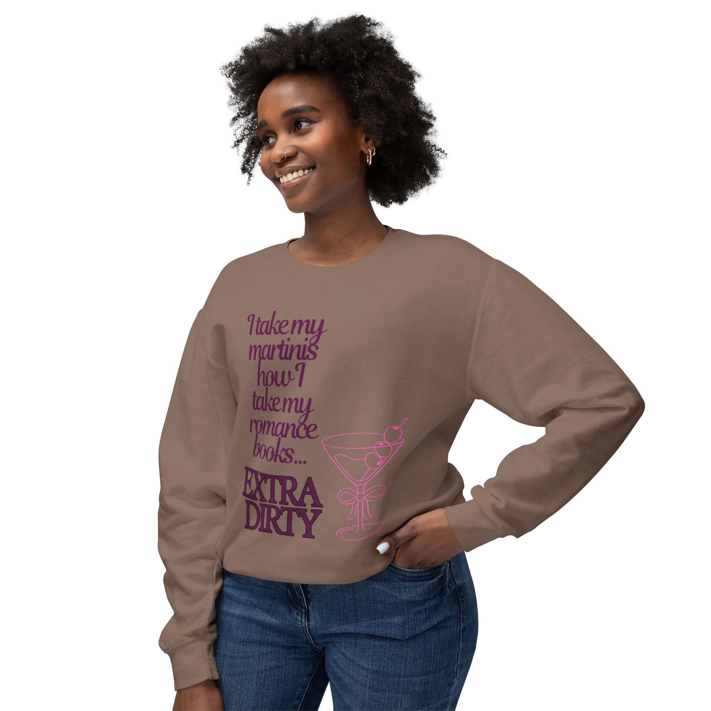 Martinis = Romance Books Lightweight Crewneck Sweatshirt