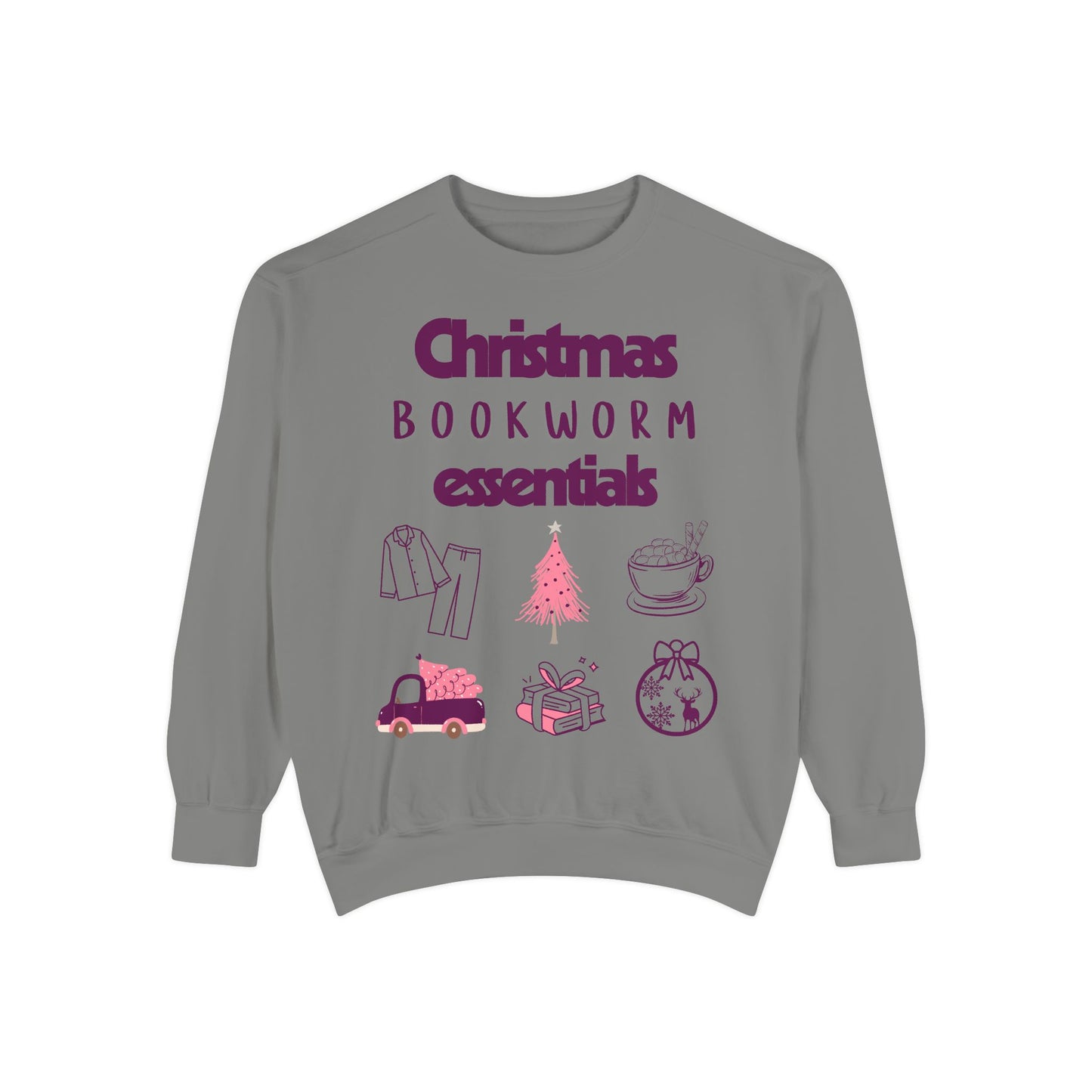 Christmas Bookworm Essentials Unisex Garment-Dyed Sweatshirt