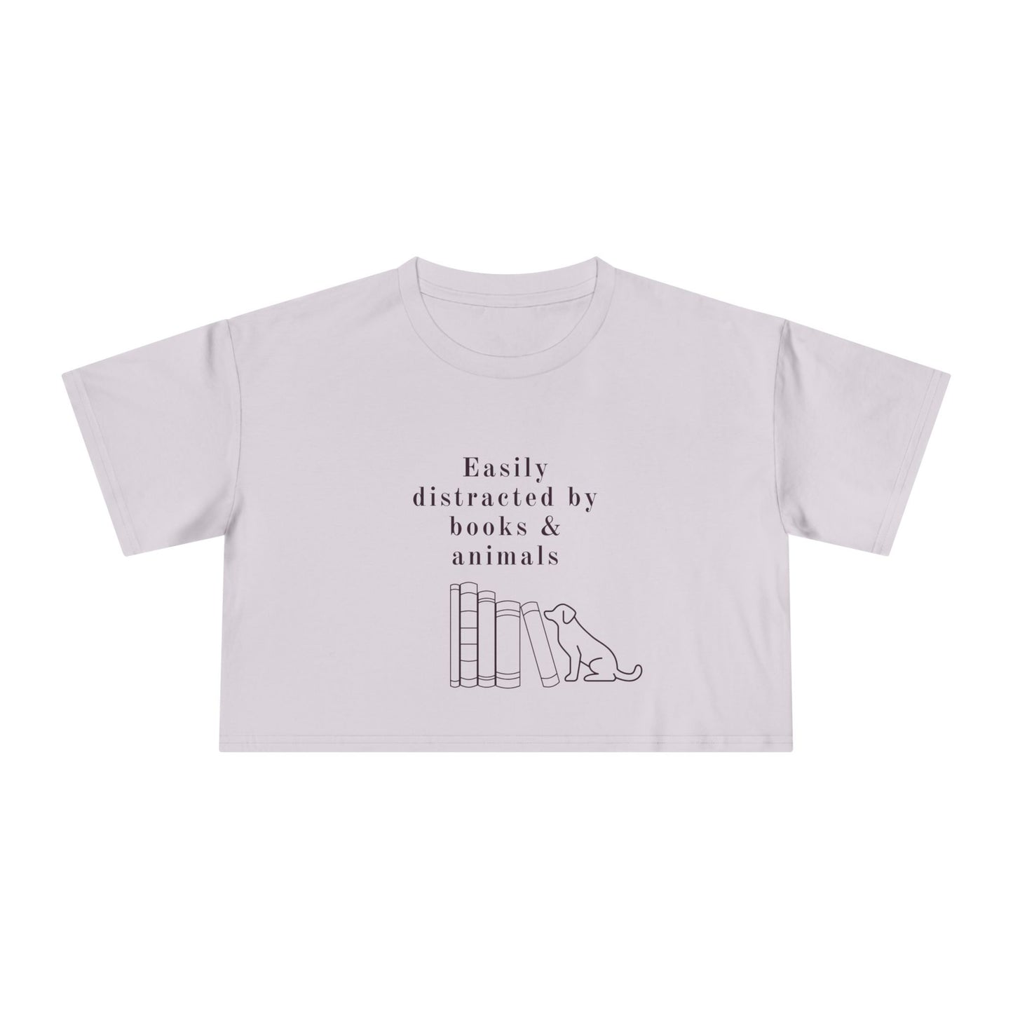 Easily Distracted by Books & Dogs Women's Crop Tee