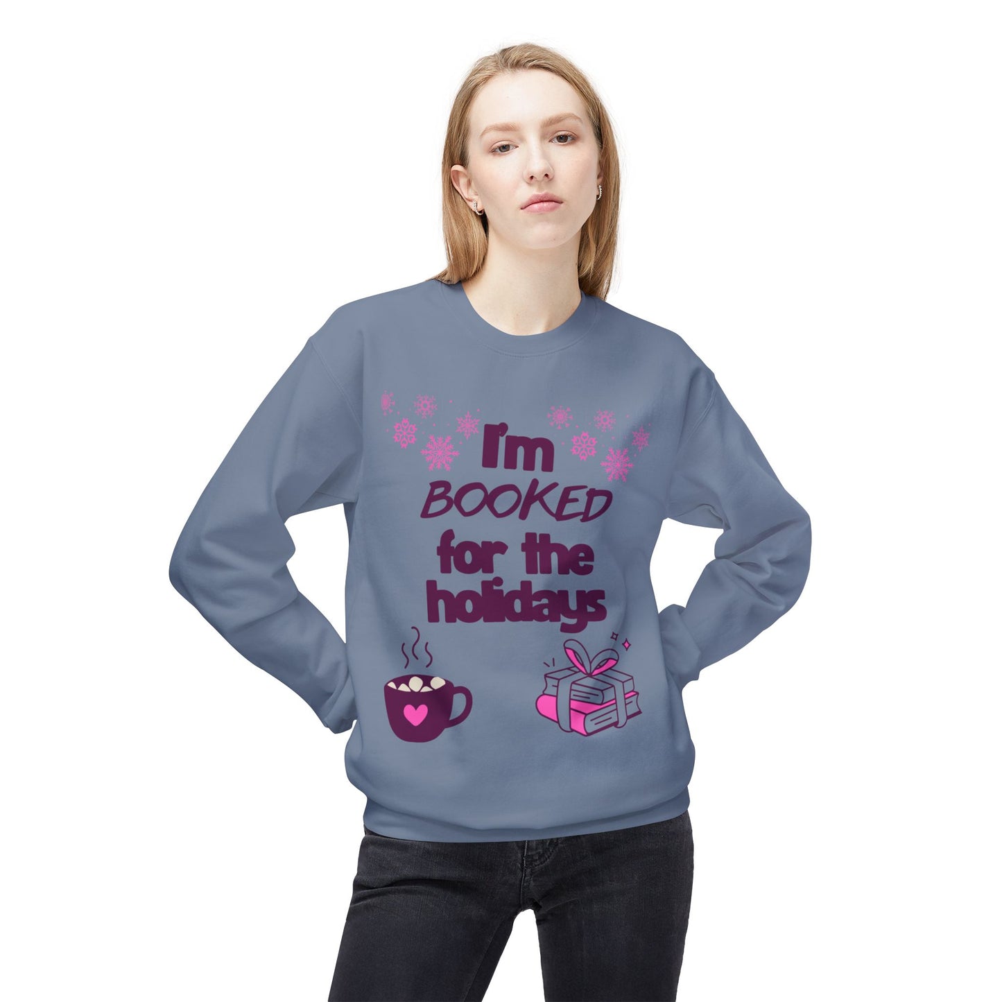 Booked For The Holidays Unisex Midweight Softstyle Fleece Crewneck Sweatshirt