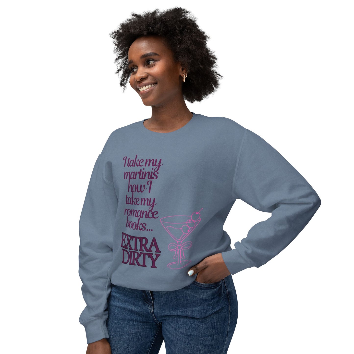 Martinis = Romance Books Lightweight Crewneck Sweatshirt