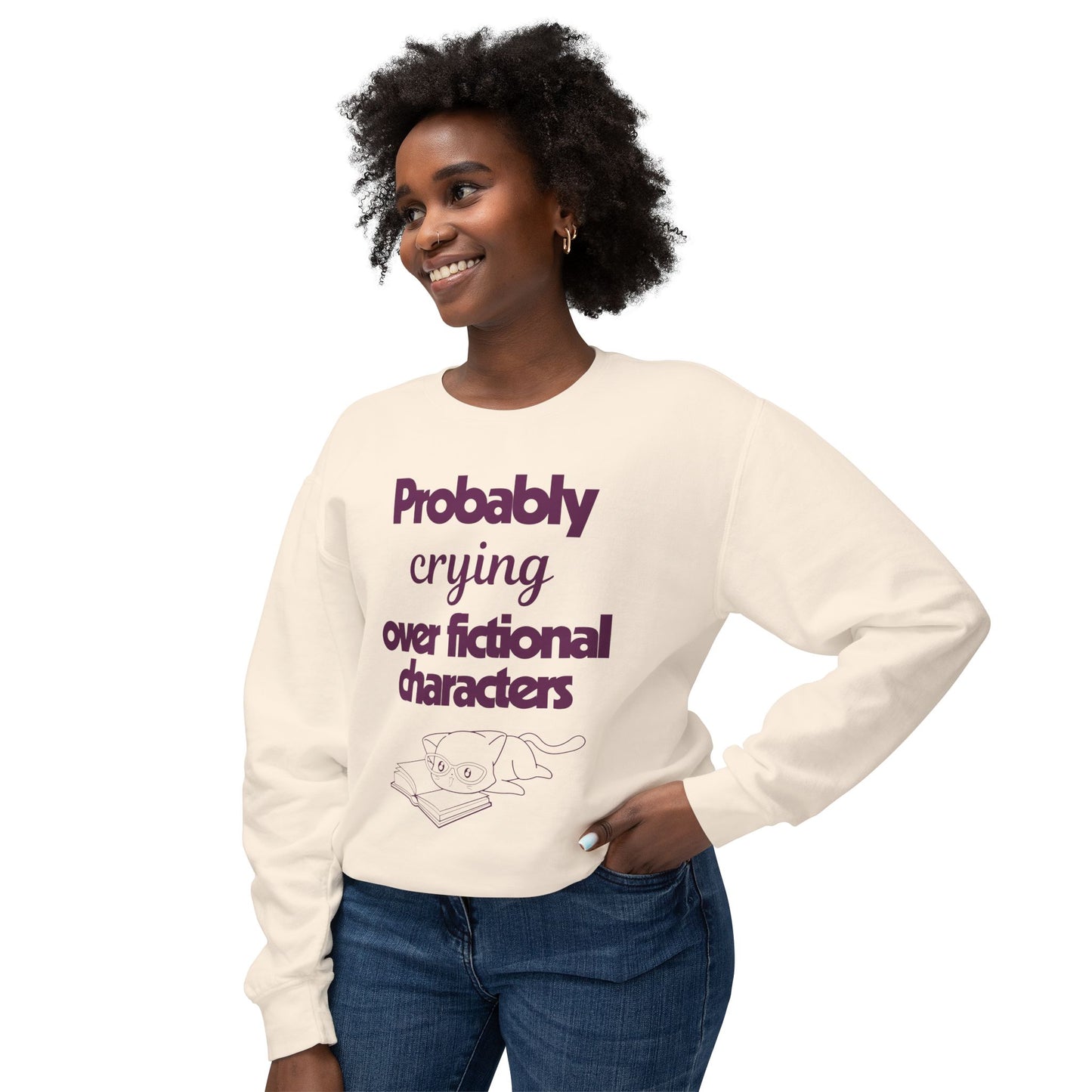 Probably Crying Unisex Lightweight Crewneck Sweatshirt