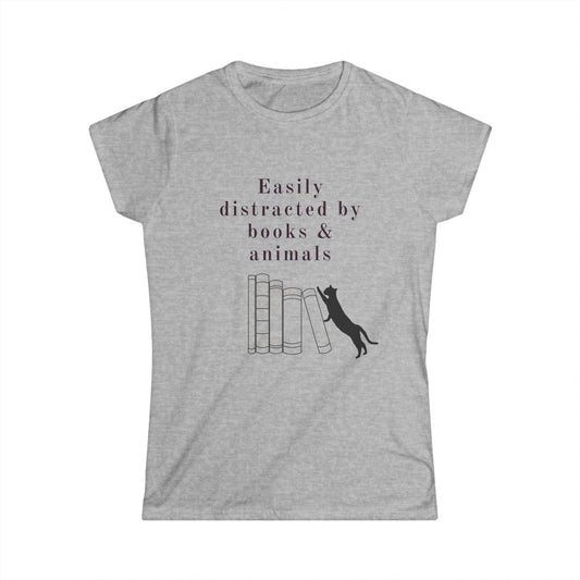 Easily Distracted by Books & Cats Women's Tee
