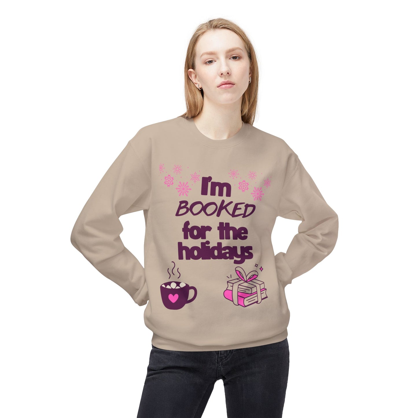 Booked For The Holidays Unisex Midweight Softstyle Fleece Crewneck Sweatshirt