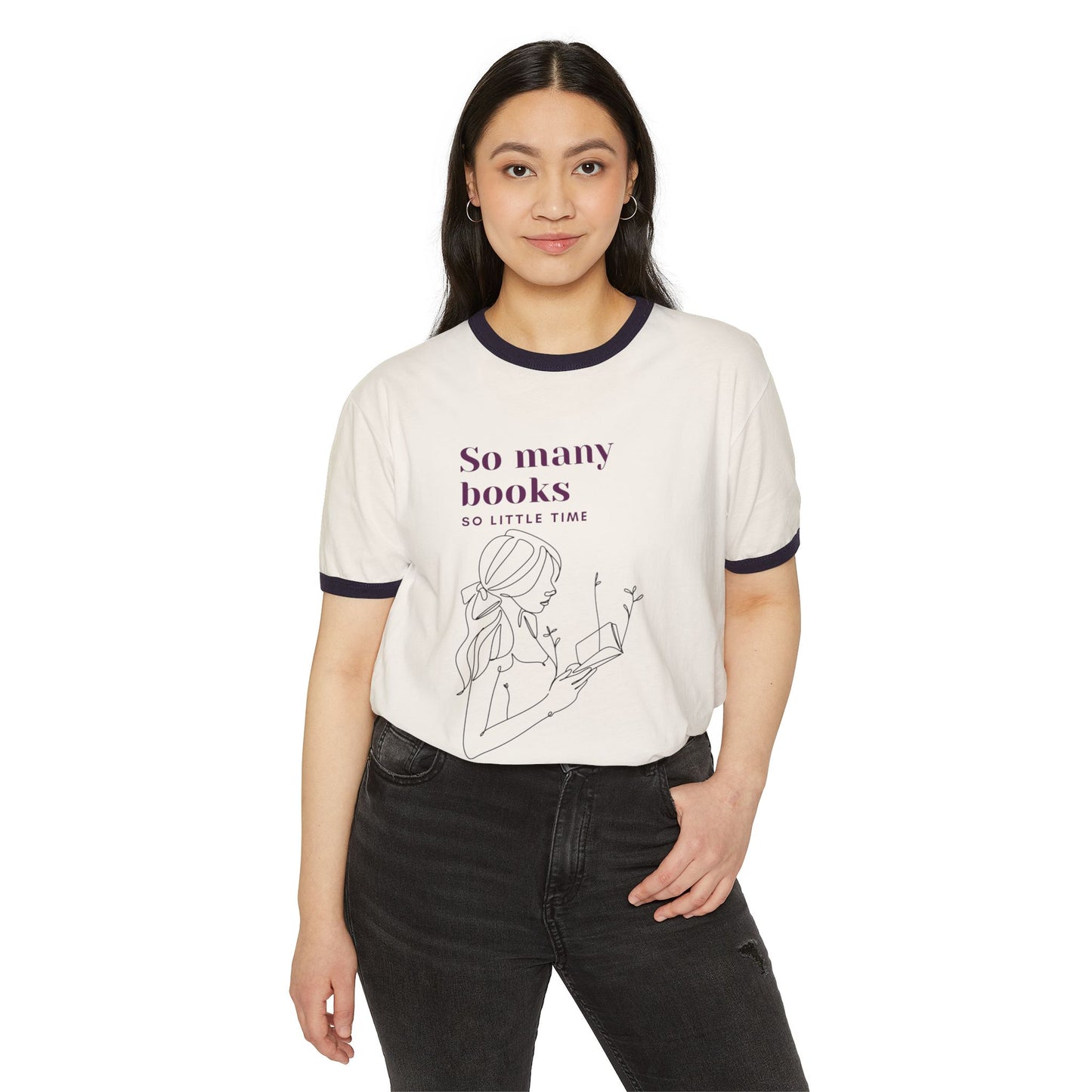 So Many Books, So Little Time Unisex Cotton Ringer T-Shirt