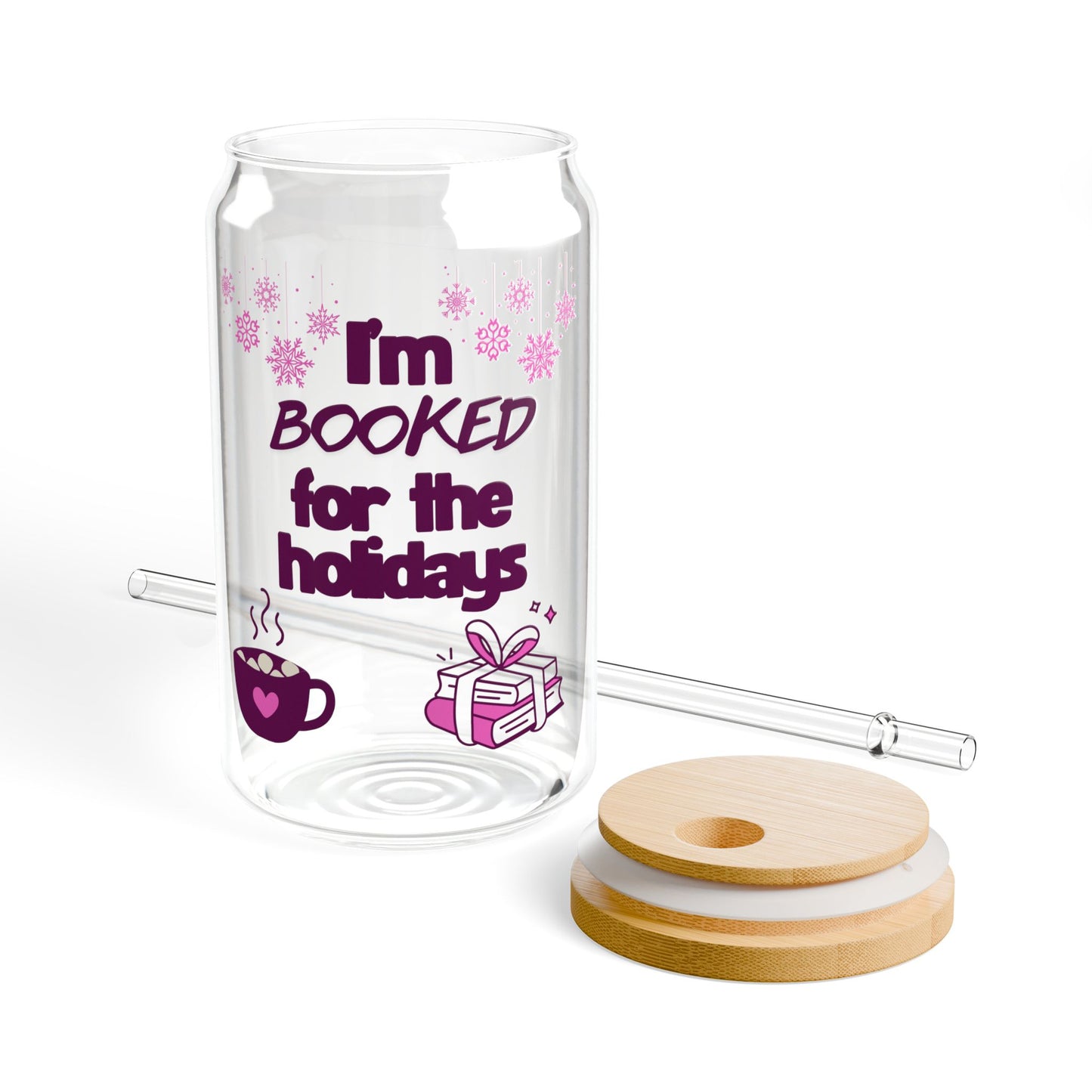 Booked For The Holidays Sipper Glass, 16oz