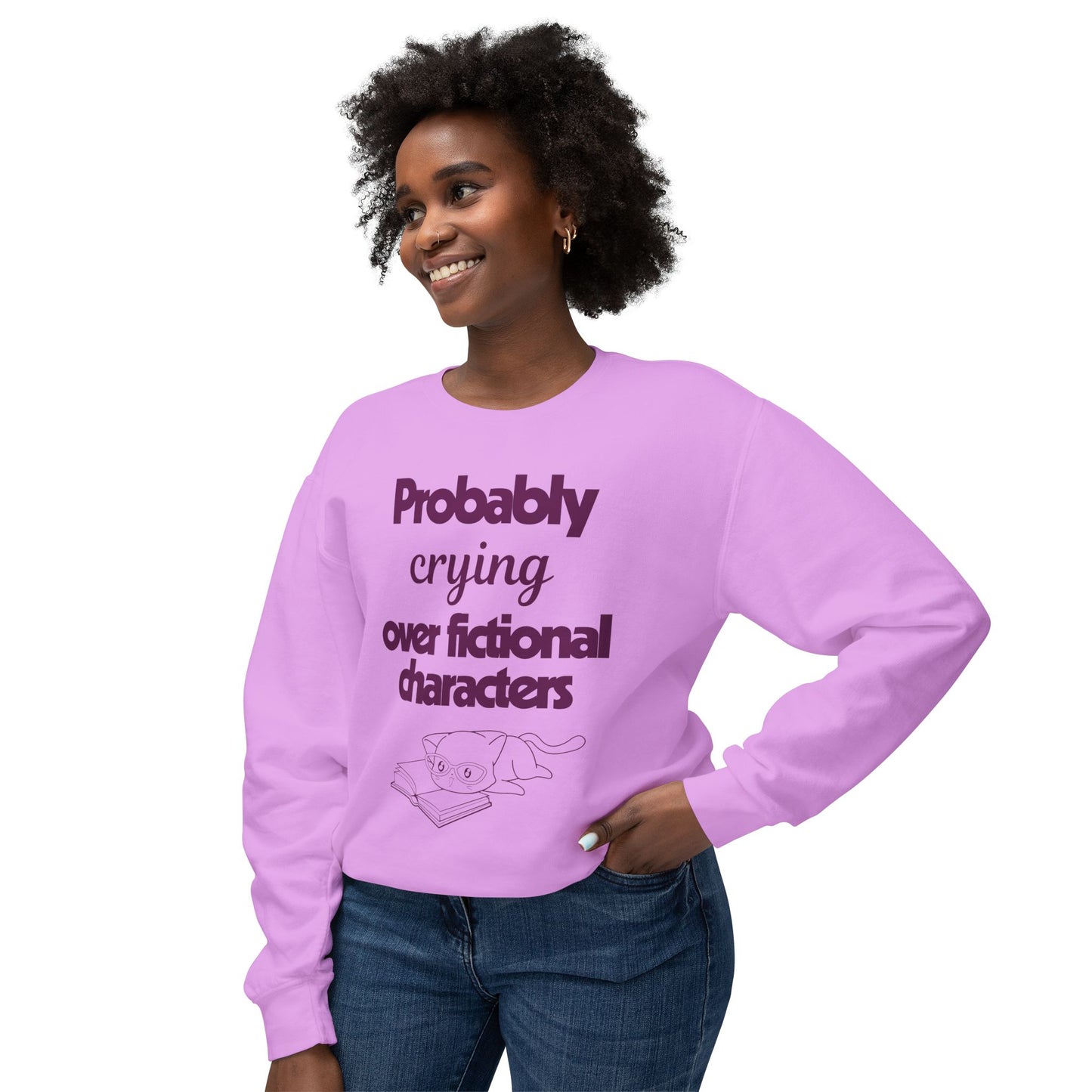 Probably Crying Unisex Lightweight Crewneck Sweatshirt