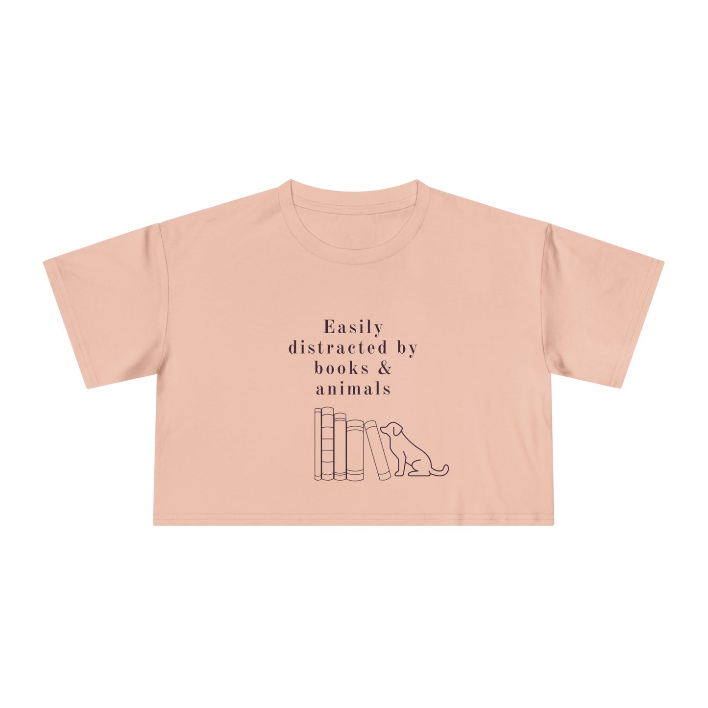 Easily Distracted by Books & Dogs Women's Crop Tee