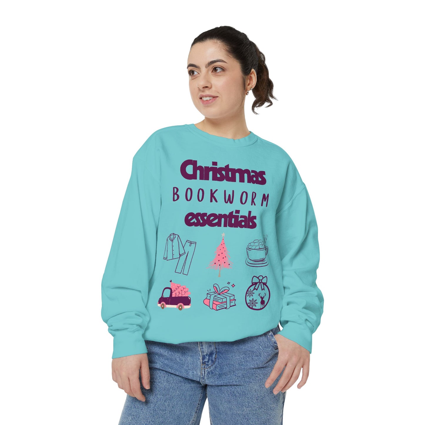 Christmas Bookworm Essentials Unisex Garment-Dyed Sweatshirt