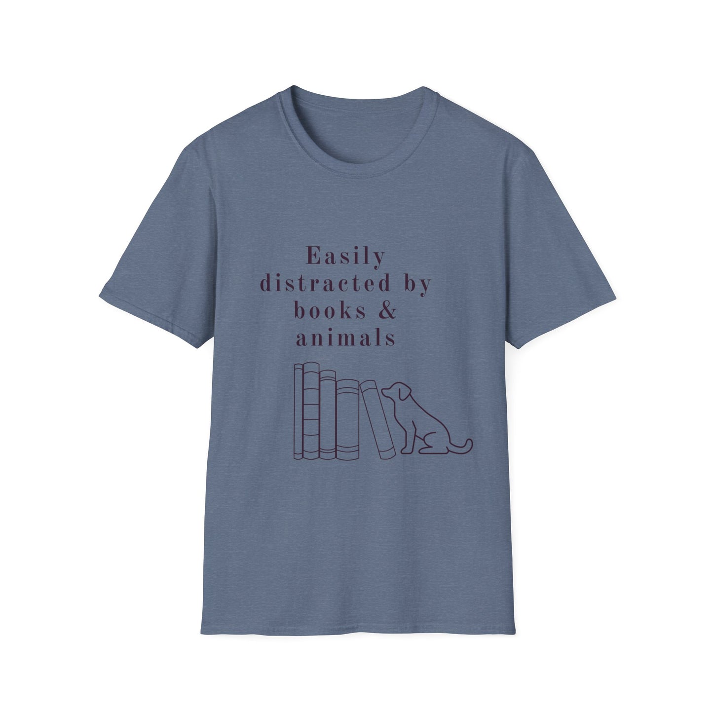 Easily Distracted by Books & Dogs T-Shirt