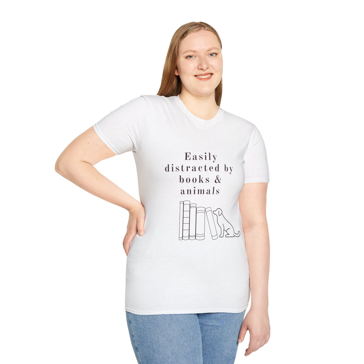 Easily Distracted by Books & Dogs T-Shirt
