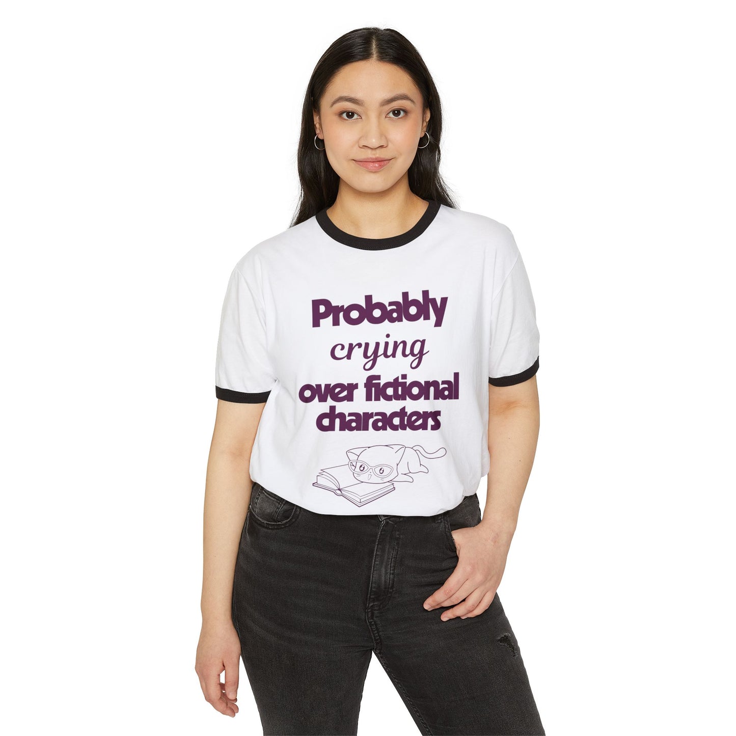 Probably Crying Unisex Cotton Ringer T-Shirt
