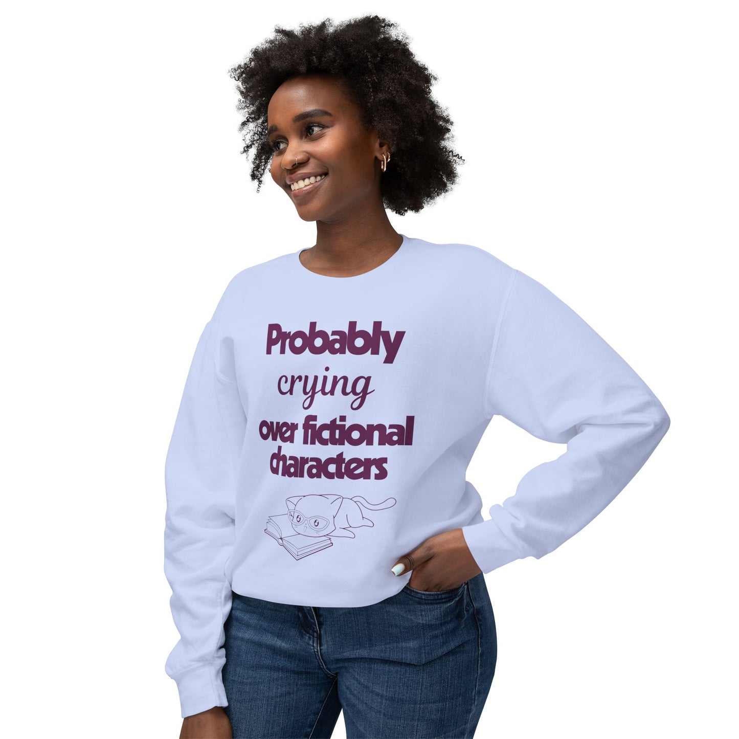 Probably Crying Unisex Lightweight Crewneck Sweatshirt